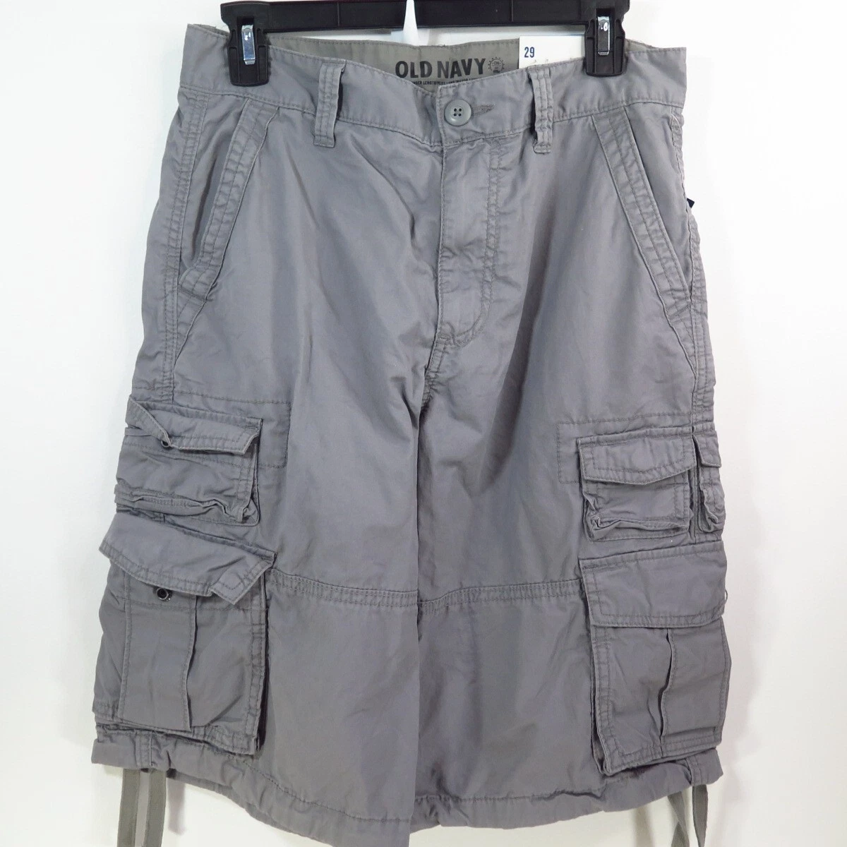 Old Navy Cargo Shorts Longer Length Mens Gray Lightweight Size 29x12 NWT
