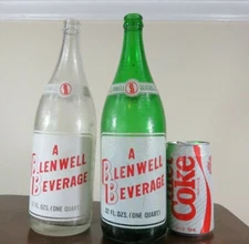 PAIR OF ACL VINTAGE BLENWELL BEVERAGE CROWN TOP BOTTLES CASTLETON NY BOTH 1969