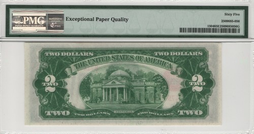 1928 C $2 LEGAL TENDER RED SEAL FR.1504 BA BLOCK PMG CERTIFIED GEM UNC 65 EPQ - Picture 2 of 3