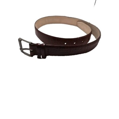 Calvin Klein Brown Genuine Leather Belt Size Small Crackle Single