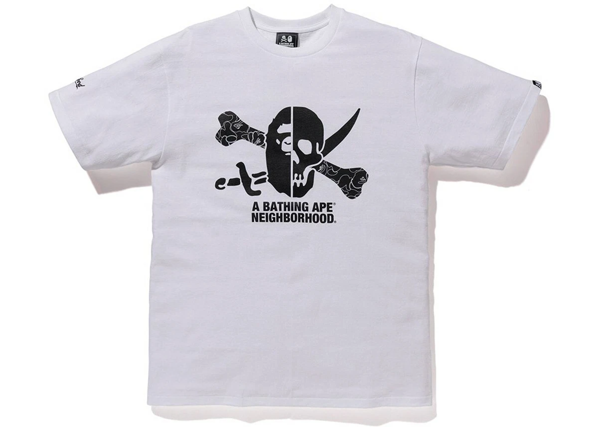 A Bathing Ape x Neighborhood Tshirts White | Size Small S | BAPE x NBHD  Skull