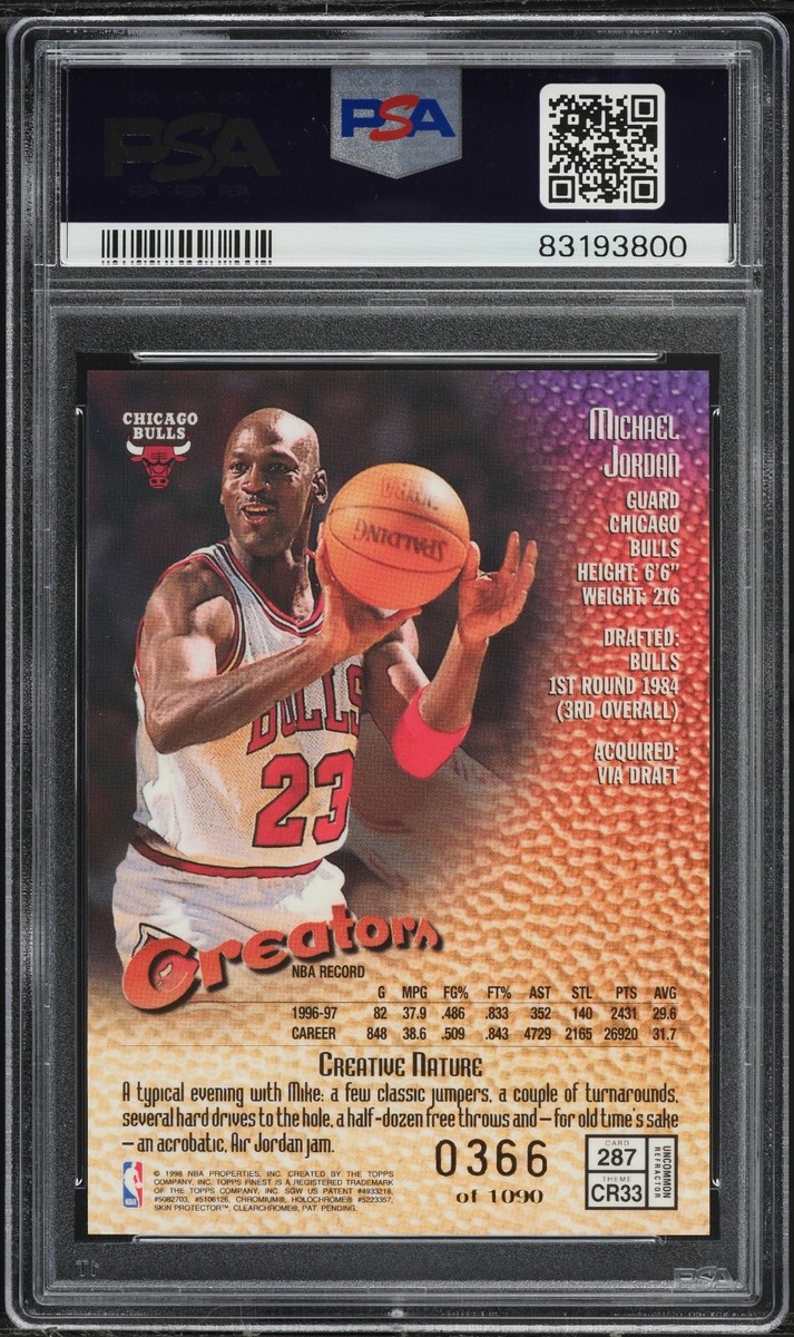 1997 FINEST REFRACTOR Creators MICHAEL JORDAN #/1090 PSA 9
