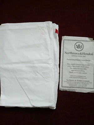 Double Bed Duvet Quilt Cover Plain White Red Tag ID For Hotel Use Polycotton