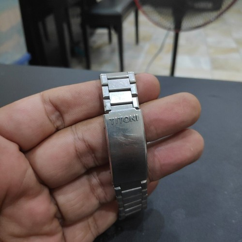 RARE TITONI SPACE STAR Rotomatic 2200 21J Day Date Linen Dial Vntage Swiss Watch - Picture 5 of 5