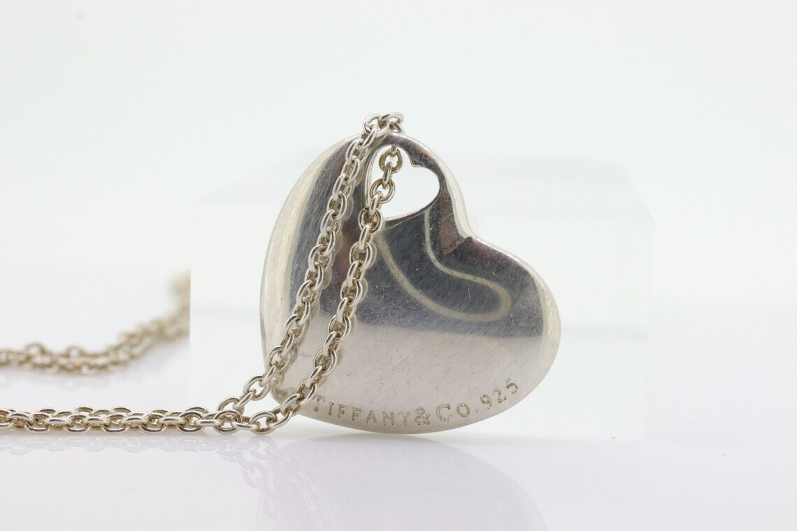 【激レア】Old Tiffany heart necklace Vintage 1991 Tiffany & Co. 18K Gold Bow Sterling Silver