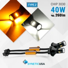 2 x 3157 Type-2 Switchback 16-LED White/Amber Error Free Turn Signal Light Bulbs