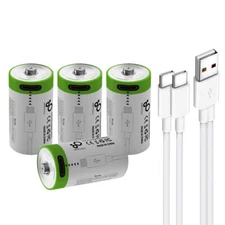 USB Lithium ion Rechargeable CR123A Battery 3.7V 700mAh Type C Port Cable 4 Pack