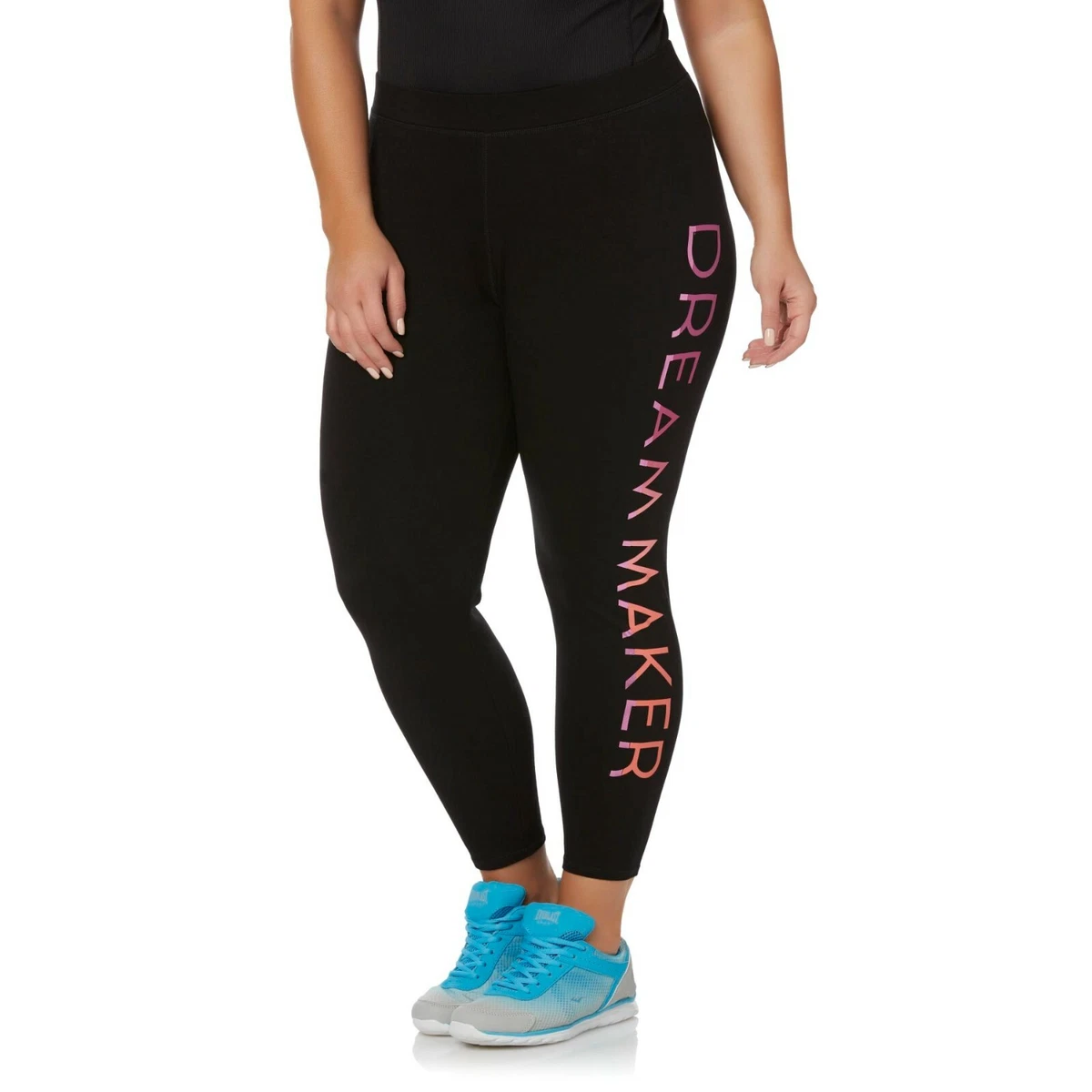 Women's Plus Capri Athletic Leggings Dream Maker Size 3XL Black