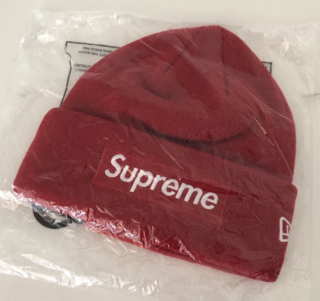 Bonnet rouge logo Supreme Box New Era rare neuf