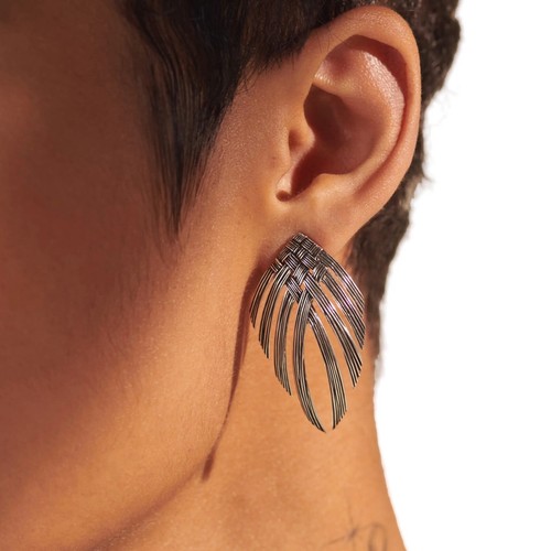 JOHN HARDY Bamboo Woven Leaf Earrings in Sterling Silver - Picture 3 of 7