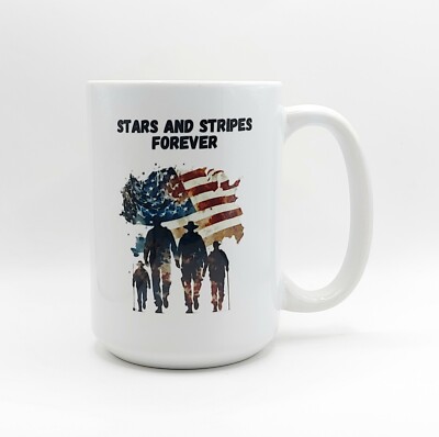 Stars and Stripes Forever Coffee Tea Mug Cup 15 Oz Ceramic 4th Of July By Mugzan