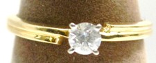 Ladies 14K SOLID yellow GOLD Diamond .33ct H1 Round Engagement wedding Ring VTG
