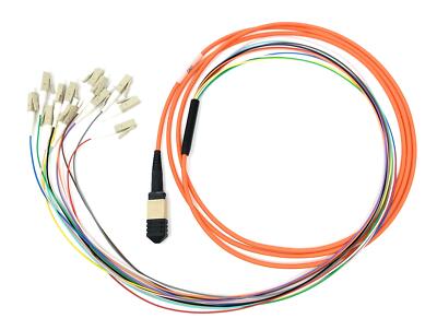 Multimode OM1 MPO Female-12 x LC-UPC Simplex Fanout Cable, 2M