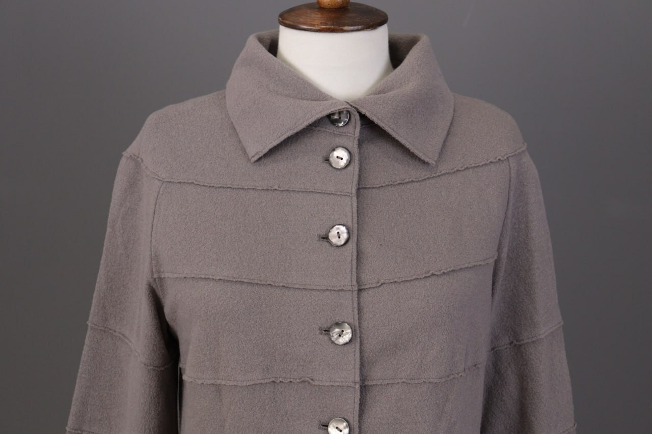 ELEMENTE CLEMENTE Gray Wool Knit Embroidered Sing… - image 5