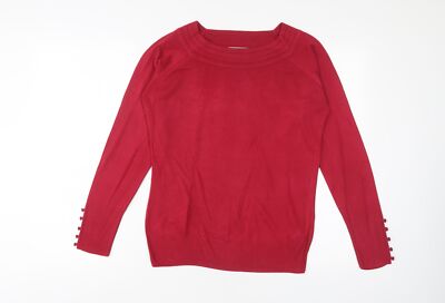 Marks and Spencer Acrylpullover Pulli Damen rosa U-Boot-Ausschnitt Größe M - Knöpfe