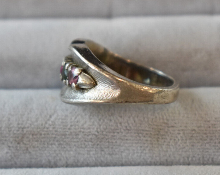 Ladies Ring Sterling Silver Simulated Ruby and Em… - image 2