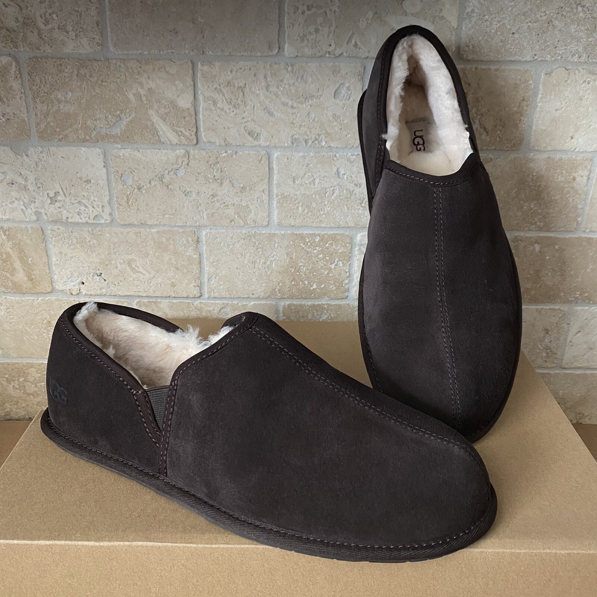 UGG SCUFF ROMEO II ESPRESSO BROWN SUEDE SHEEPSKIN MOCCASIN