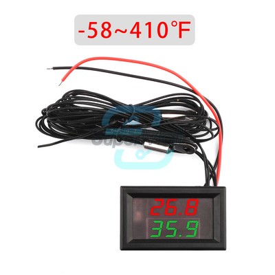 Mini Dual Digital Display Thermometer Waterproof Temperature Meter DC 4-28V