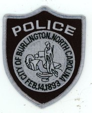 NORTH CAROLINA NC BURLINGTON POLICE SUBDUED NICE SHOULDER PATCH SHERIFF