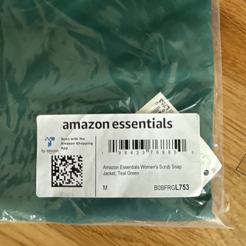Amazon Essentials Women's Scrub Snap Jacket Teal Green With Pocket Size Medium - 第 3/4 張圖片