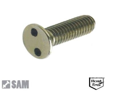 5 Zweilochschrauben Senkkopf V2A M4X35 -Sicherungsschrauben snake eye inkl. SP-8