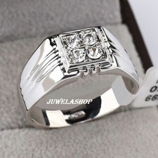 Luxus Herrenring SIEGELRING Silber mit 750-er GOLD Wei&szlig;gold vergoldet Geschenk