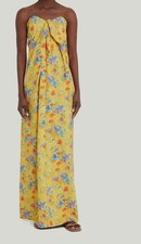 Caroline Constas Women Yellow Kaia Strapless Floral Gown Size M