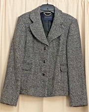 Banana Repubic Gray Tweed Wool Blend Blazer Three Buttons Size 14