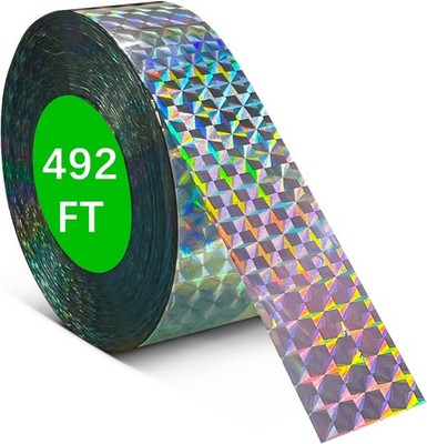 492FT Reflective Bird Scare Tape Ribbon Repellent for Pigeons Geese Woodpeckers