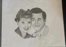 lucille ball desi arnaz pencil art 1999