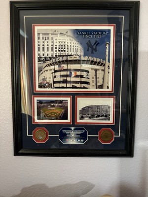 Picture Of Old And New Yankee Stadium With Coins. In Picture Frame 18 X 14