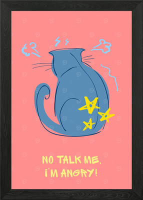 No Talk Me I'm Angry Funny Cat Framed Wall Art Poster Canvas Print Picture