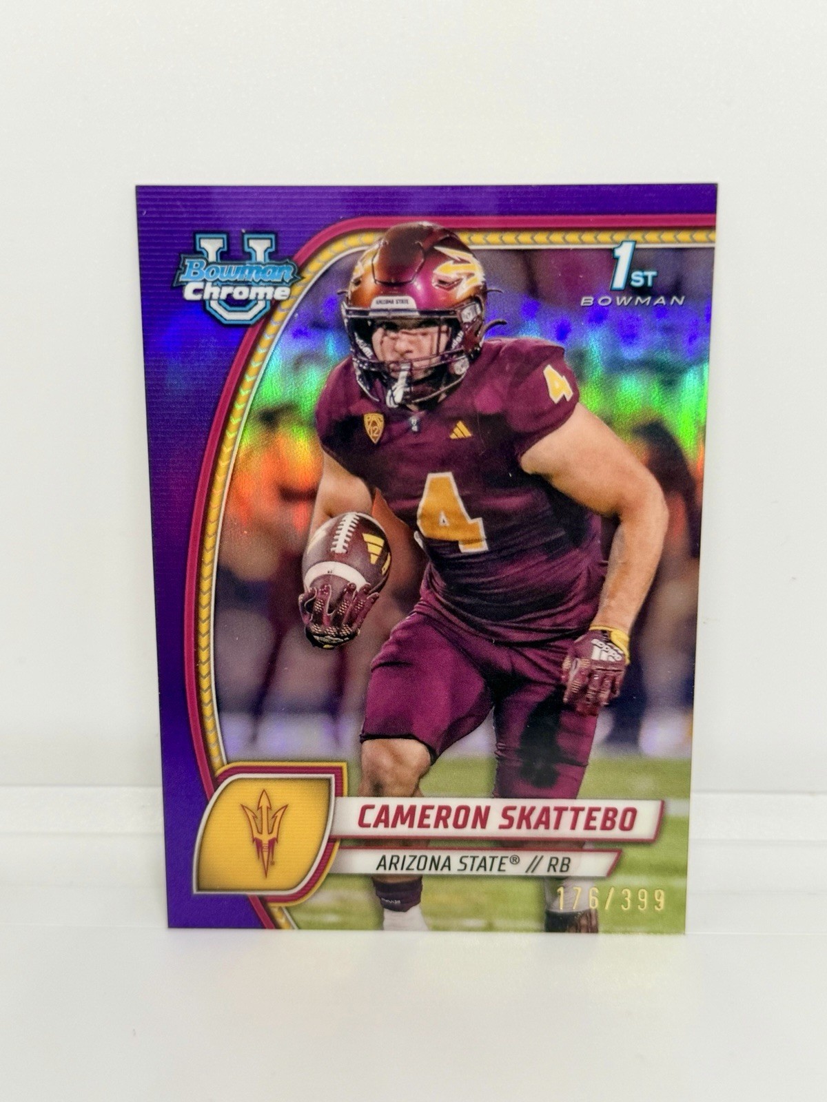 2024 Bowman University CAM SKATTEBO 1st Chrome Purple Refractor /399 ASU #37