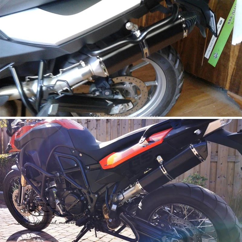 Deslizable para BMW F800GS 2008-2017 tubo de escape medio 470 mm puntas silenciador F800R F700GS Foto 3 de 4