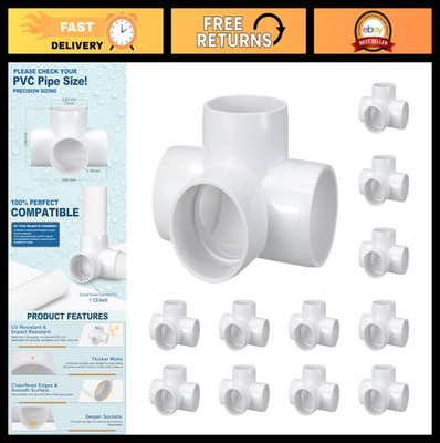 12 Pack 1.5'' PVC Elbow Fittings - 4-Way Corner Tee Connectors for DIY Projects