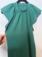 Vince Camoto Womens Tea Green High Neck Short Flutter Sleeve Sheath Dress Size 4