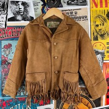 Vintage Kids 50s 60s Leather Suede Fringe Tassel Tregos Westwear Jacket