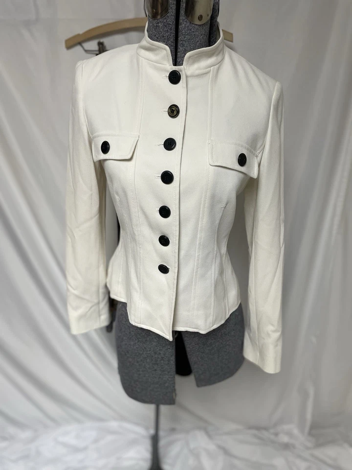 Traje Pantalón Calvin Klein Talla 2 Conjunto de Dos Piezas Inspirado Militar Negro Blanco Bolsillo Foto 3 de 4