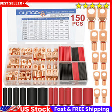 Copper Battery Cable Ends Wire Lugs Assortment Kit AWG 2 4 6 8 10 Gauge 150pcs 