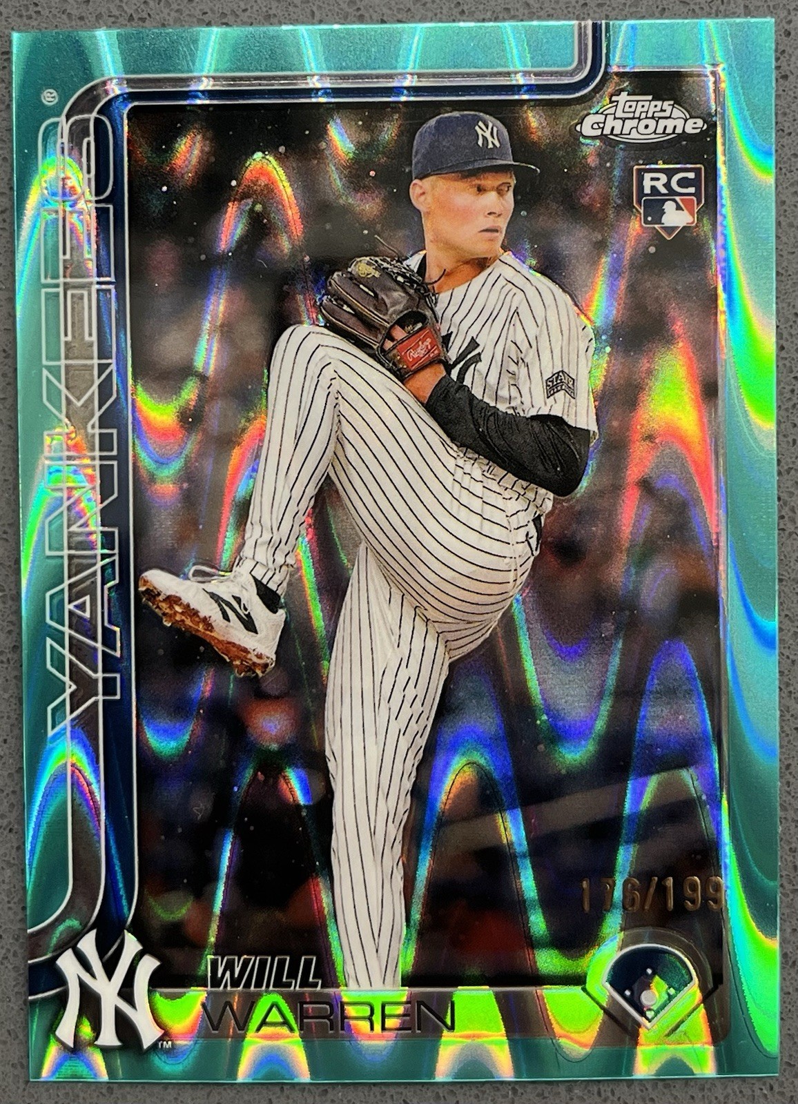 2025 Topps Chrome Will Warren (RC) #81 Aqua Raywave Refractor /199 - Yankees