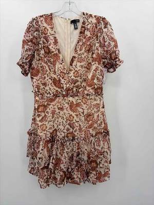 #ad Pre Owned Aqua Tan Size Medium Printed Shift Knee Length Short Sleeve Dress $24.99