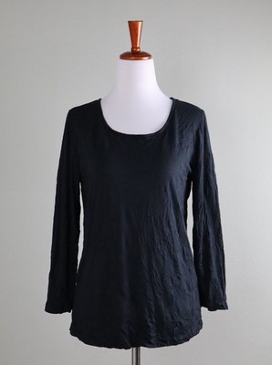 COMFY USA NWT $109 Super Soft Crinkle Solid Black 3/4 Sleeve Tee Top Size Medium