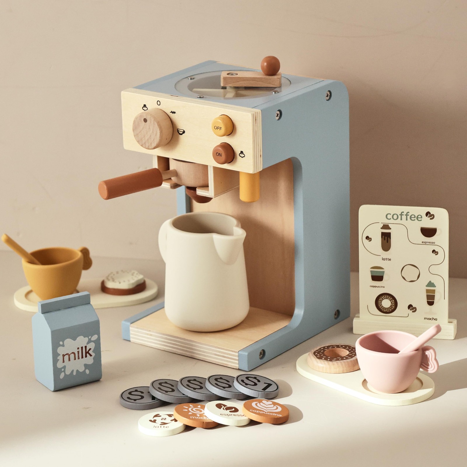 For Kids Wooden Kids Coffee Maker Playset For Toddlers Play ...