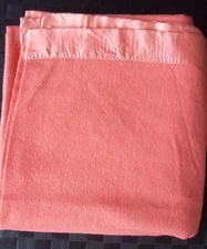 Vintage Wool Blanket~Salmon Pink~80" x 86"