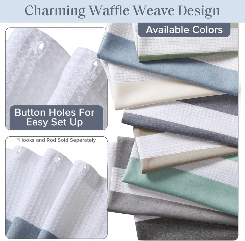 Madison Park Cortina de Ducha Spa Tejido de Gofres Puesto Cortina de Ducha para Baño 3 Foto 3 de 4