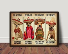 Funny Metal Tin Sign Chihuahua Dog Sign Vase Flowers Poster Plaque Entryway D...