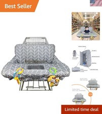 Reversible Baby Shopping Cart Cover - Soft Cotton, Machine Washable, Grey Arrow