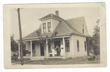 Postcard RPPC Home with Family Early 20th Century Divided