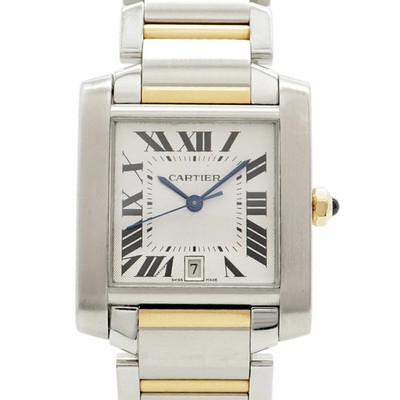 Cartier Tank Française LM W51005Q4 Silver Dial Watch for Men and Women GZl1g2ks
