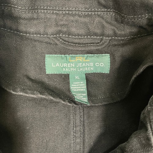 LRL Lauren Jeans Co. Moto Denim Jacket Womens XL Black Zip Polo Ralph Biker - Picture 2 of 8